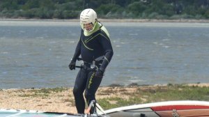 Man in war with the wind